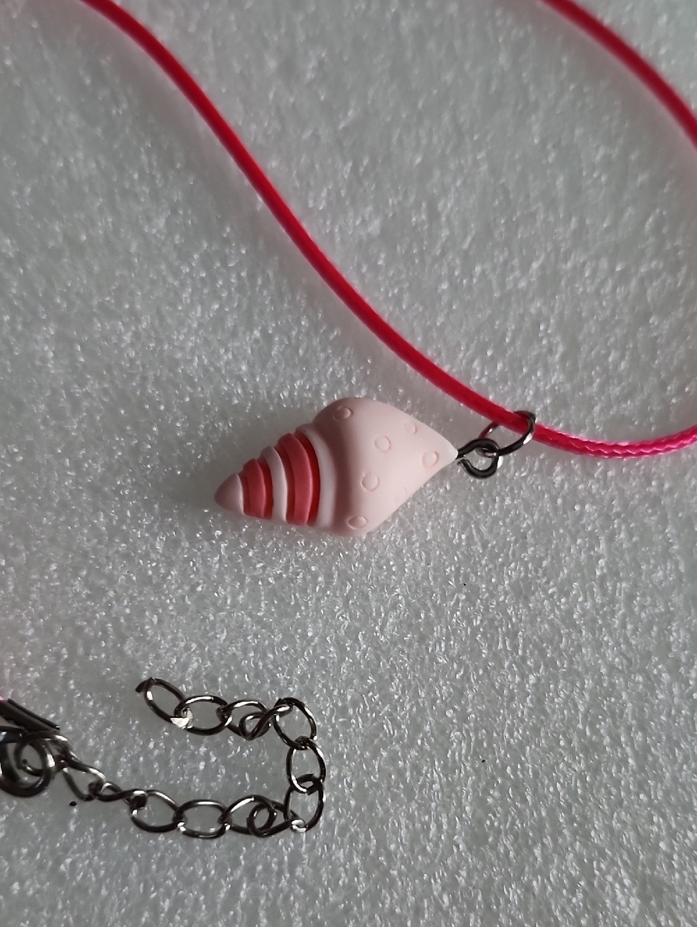 Hand Crafted Pink Shell Pendant on Hot Pink Cord